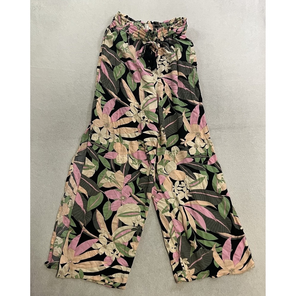 Roxy Tropical Rhythm Wide-Leg Pants Beach Floral Casual Coverup Women's Small